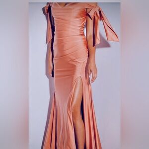 Classic Desert Coral formal dress/gown for prom, bridesmaid or any formal.